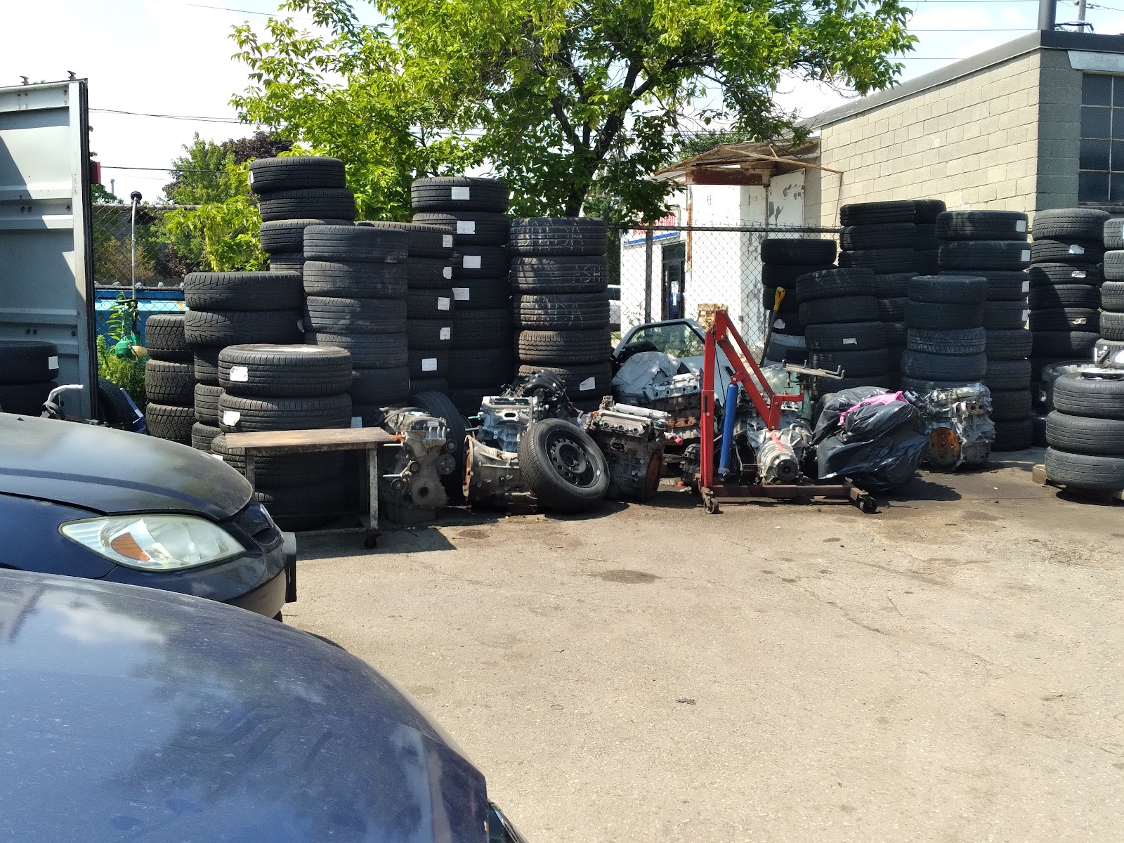 The yard and tire stock at BG Auto Repair